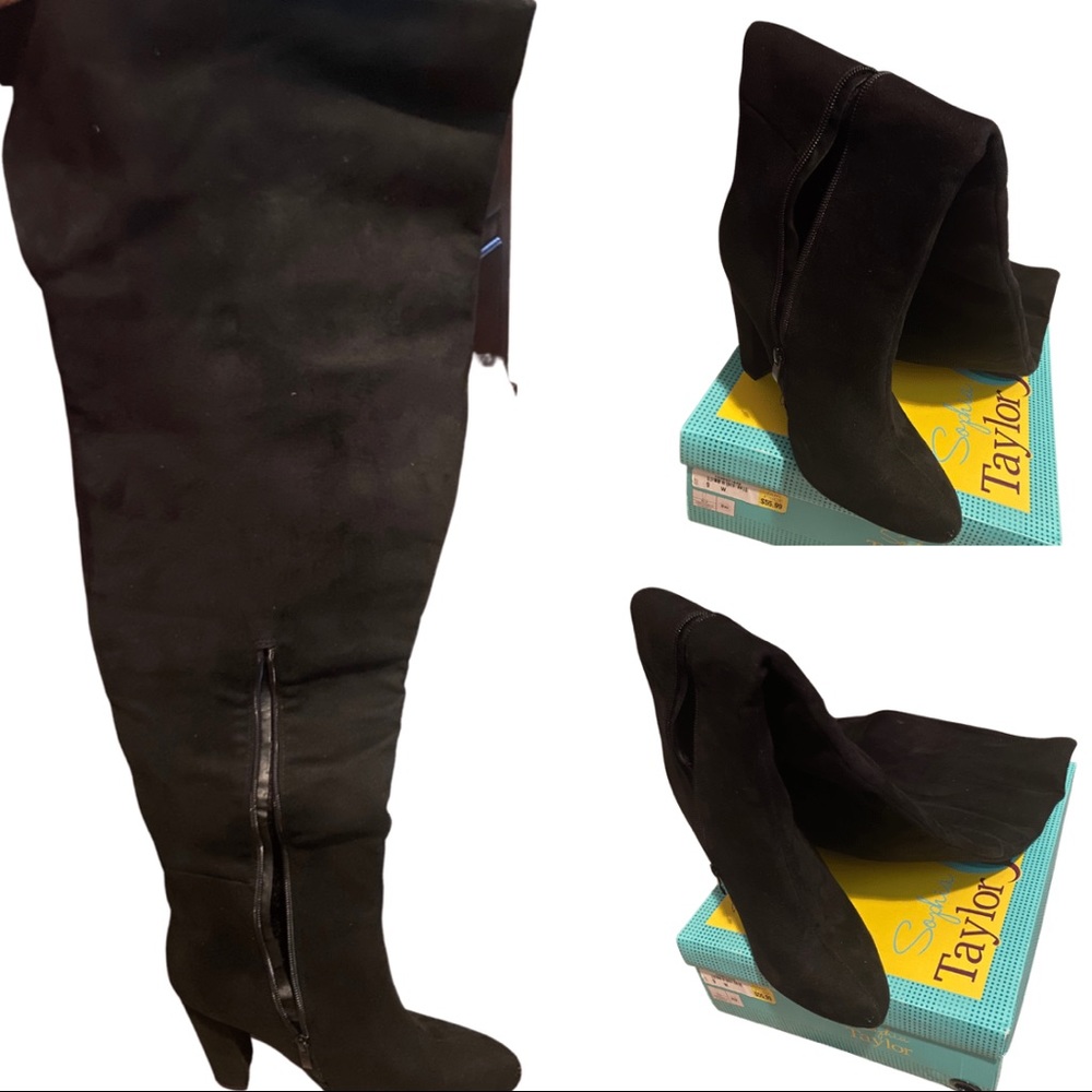 Black Thigh High, Wide Calf Boots